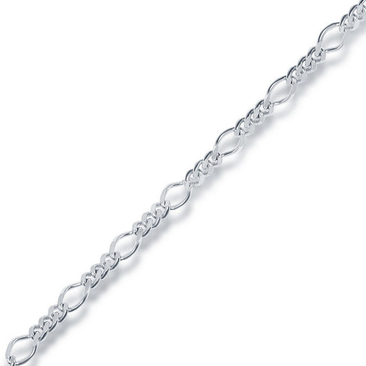 Sterling Silver Curb Linked Bracelet - Rhodium Plated