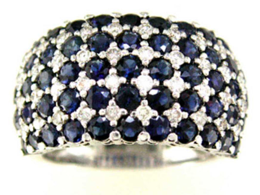 EFFY 14K WHITE GOLD DIAMOND,NATURAL SAPPHIRE RING
