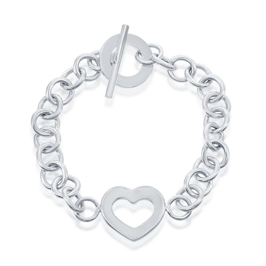 Sterling Silver Heart Bracelet w/Toggle Lock