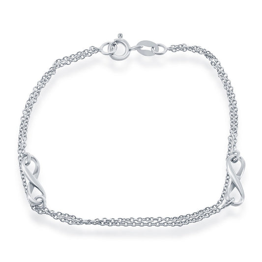 Sterling Silver Double Strand Infinity Bracelet