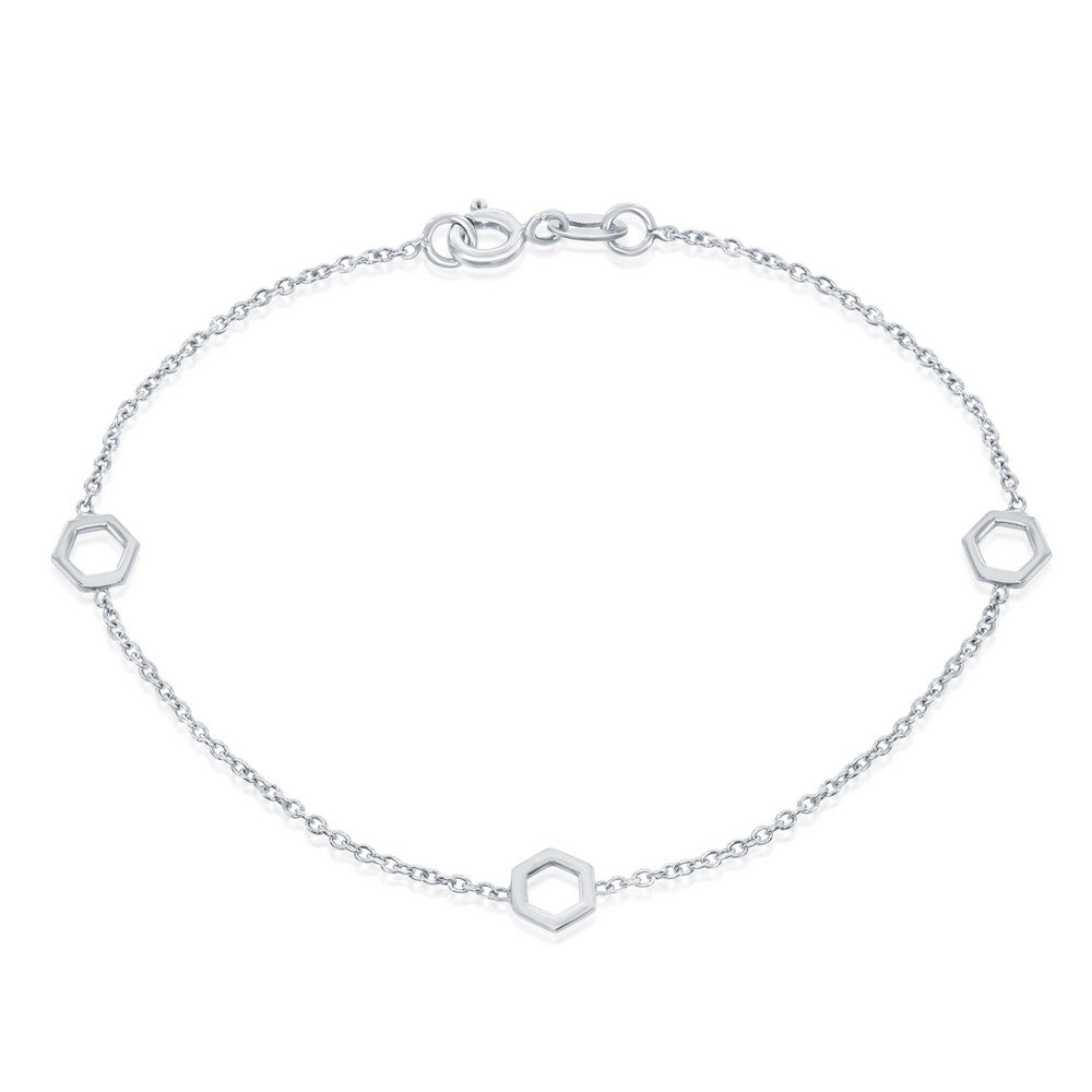 Sterling Silver Open Hexagon Bracelet