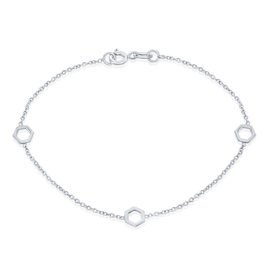 Sterling Silver Open Hexagon Bracelet