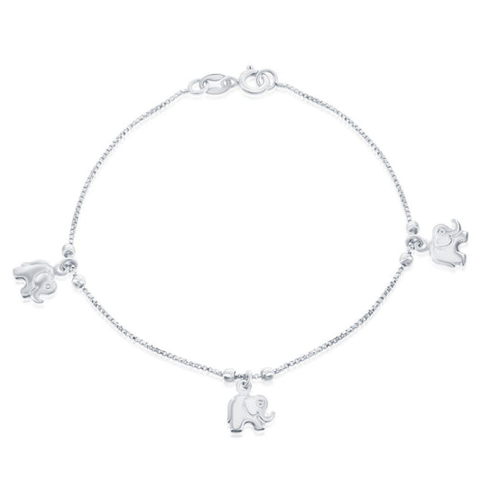Sterling Silver Beads with Elephant Charm Bracelet