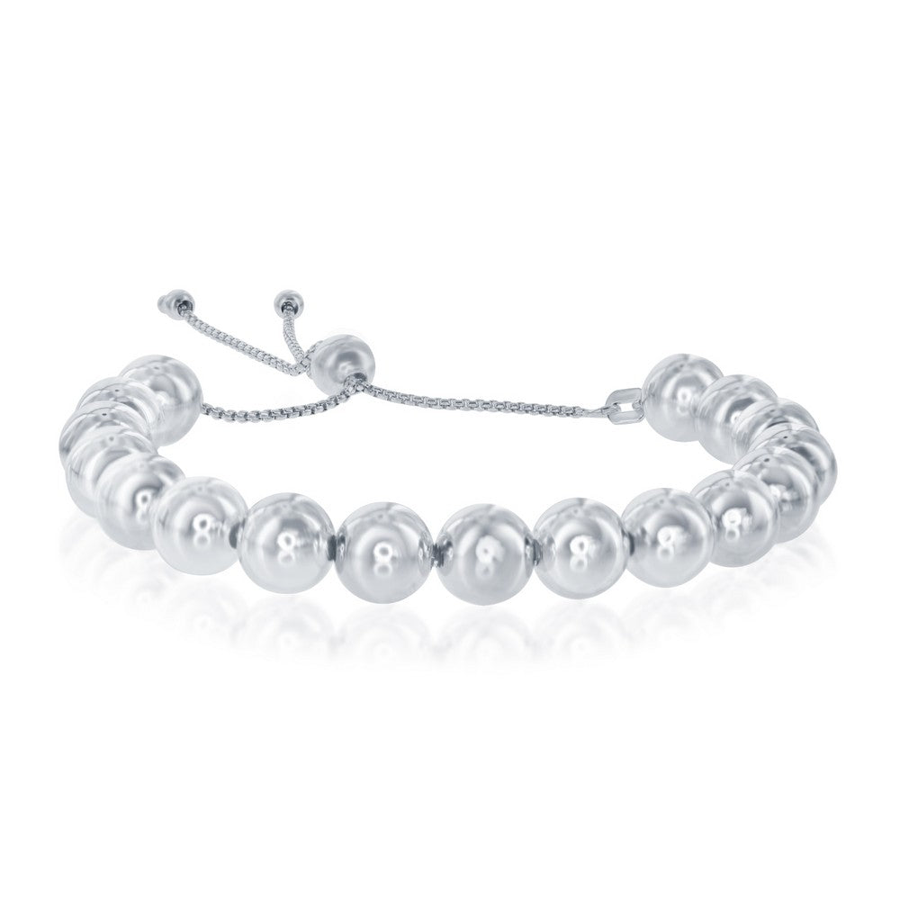 Sterling Silver 6MM Round Beads Adjustable Bolo Bracelet