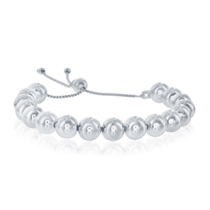 Sterling Silver 6MM Round Beads Adjustable Bolo Bracelet