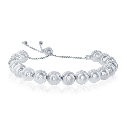 Sterling Silver 6MM Round Beads Adjustable Bolo Bracelet