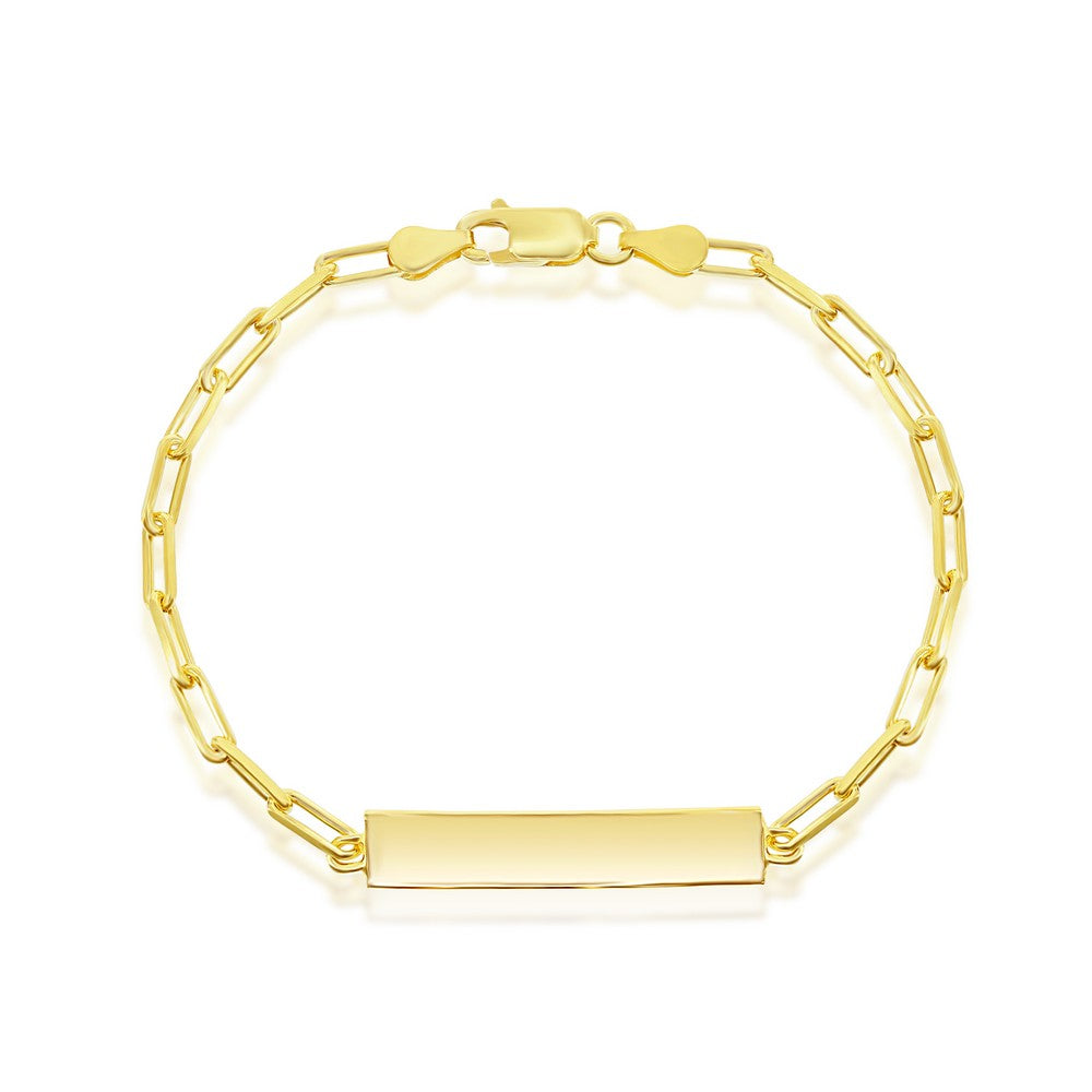 Sterling Silver Paperclip ID Bracelet - Gold Plated