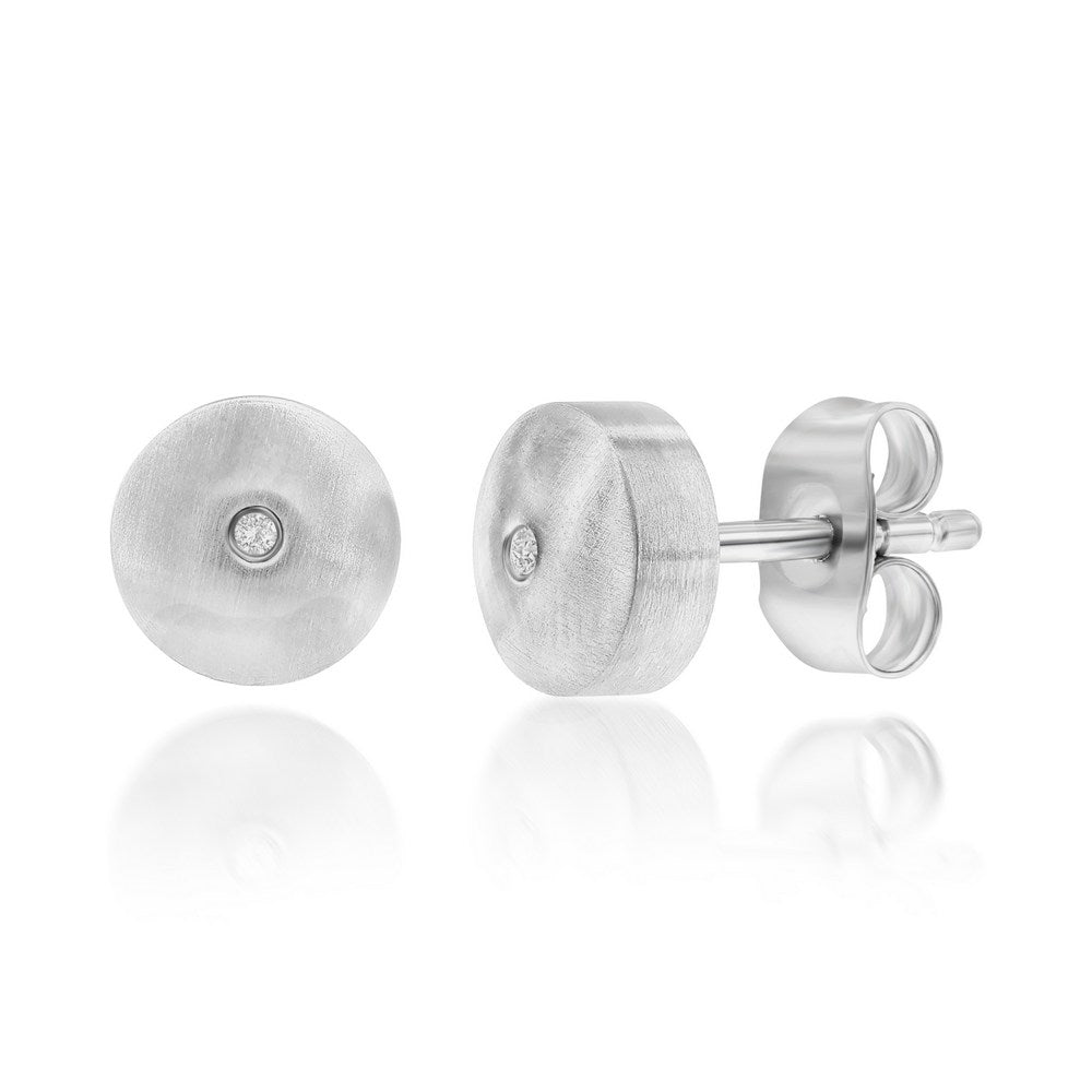 Stainless Steel, 7mm Round Single CZ Studs