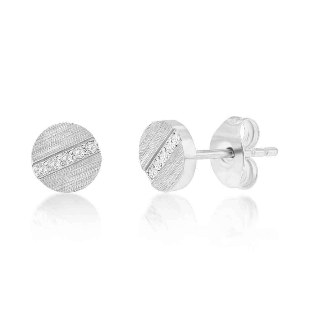 Stainless Steel, Round Lined CZ Studs