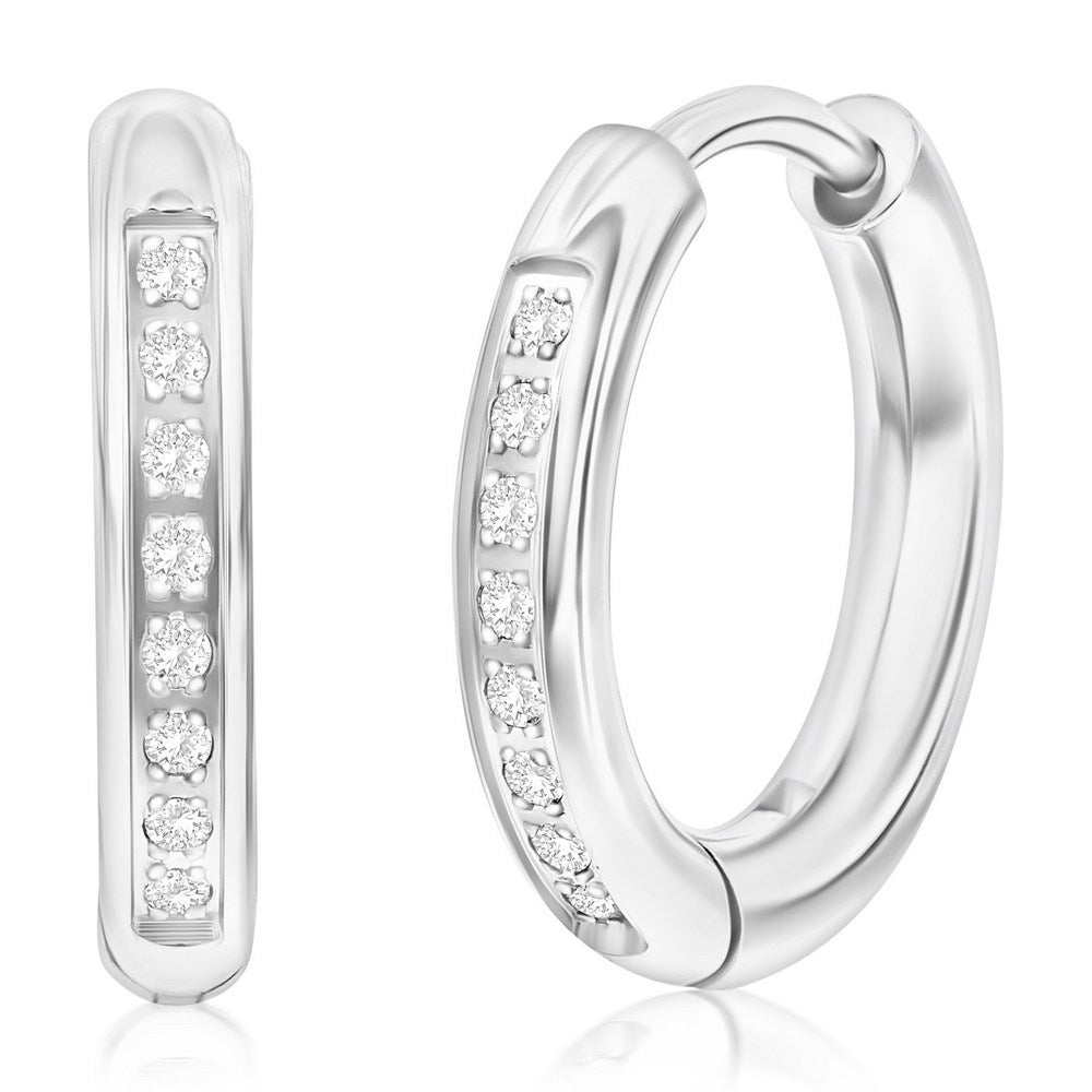 Stainless Steel 15mm CZ Huggie Earrings