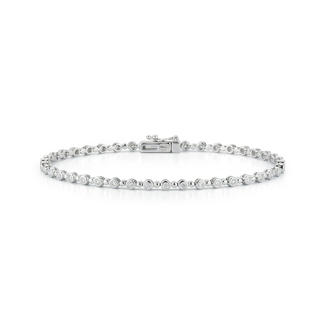 Bezel Set Diamond and Beaded Bracelet