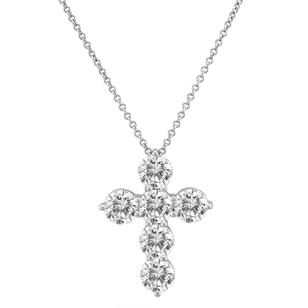 6 Diamond Shared Prong Cross Pendant