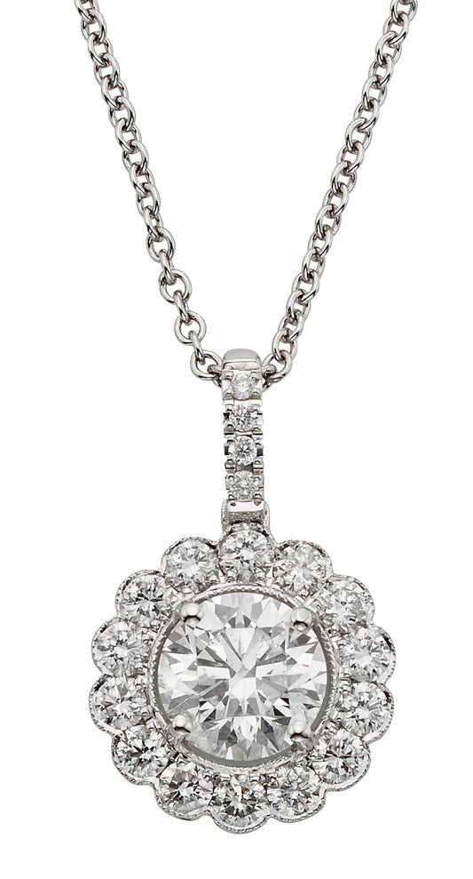 Diamond Flower Halo Pendant, 4.6mm Center