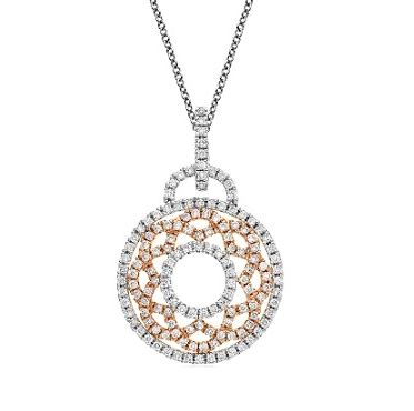 Two Tone Open Pave Diamond Circle Pendant