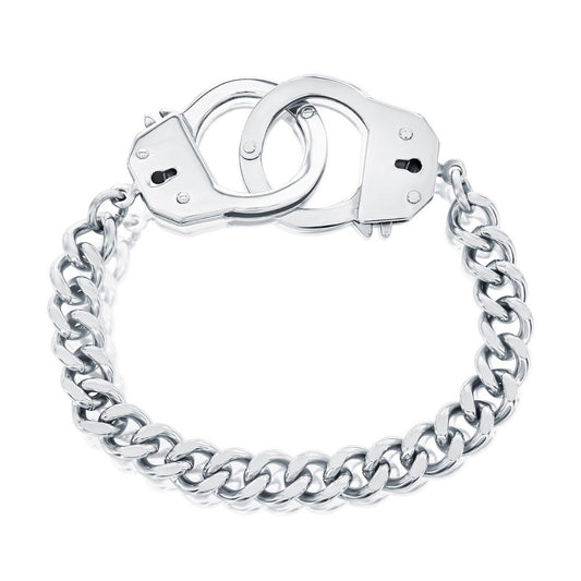 Stainless Steel Link Bracelet with Handcuff Lock