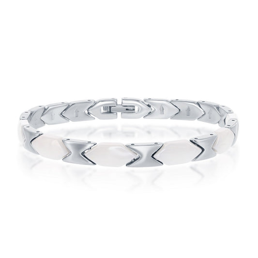 Stainless Steel White Ceramic Bracelet