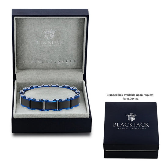 Stainless Steel Black & Blue Industrial Link Bracelet