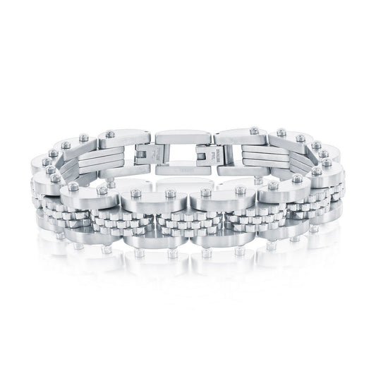 Stainless Steel Textured Linked Bracelet