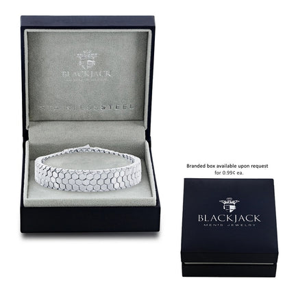 Stainless Steel Polished Honey Comb Design Bracelet