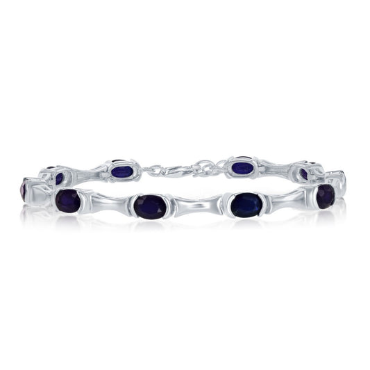 Sterling Silver 7x5mm Oval, Gem Tennis Bracelet, 10.5cttw Diffusion Sapphire