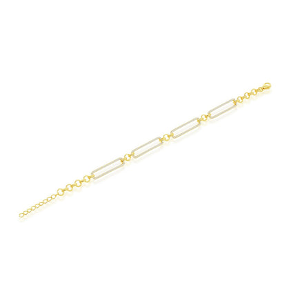 Sterling Silver CZ Paperclip Bracelet
