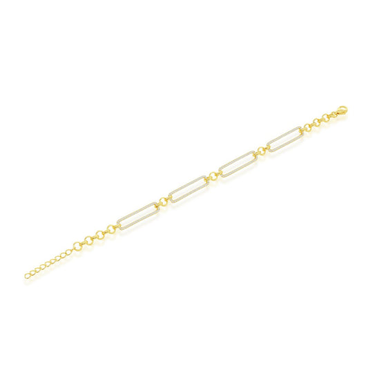 Sterling Silver CZ Paperclip Bracelet