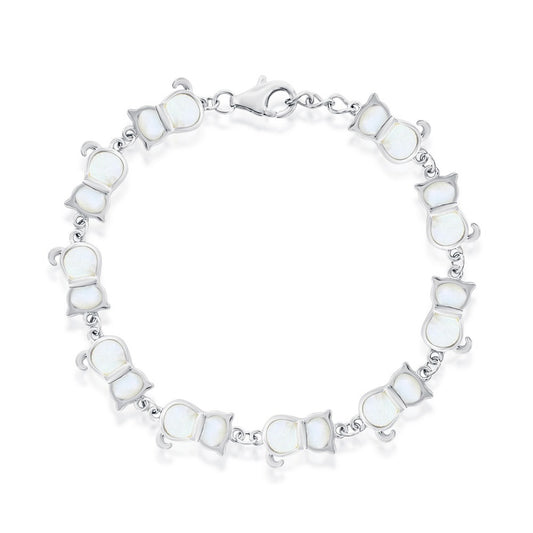 Sterling Silver "Cats" Bracelet - Mother of Pearl