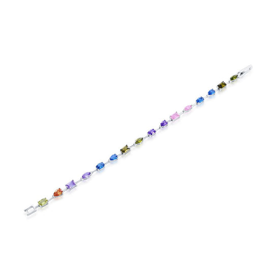 Sterling Silver Multi-Color & Multi-Shape CZ Bracelet