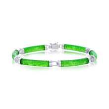 Load image into Gallery viewer, Sterling Silver Jade Curved Bar Link Bracelet
