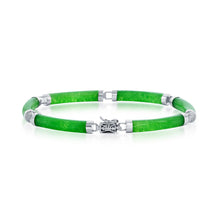 Load image into Gallery viewer, Sterling Silver Jade Curved Bar Link Bracelet
