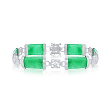 Load image into Gallery viewer, Sterling Silver Linked Jade Bracelet
