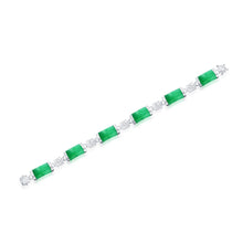 Load image into Gallery viewer, Sterling Silver Linked Jade Bracelet
