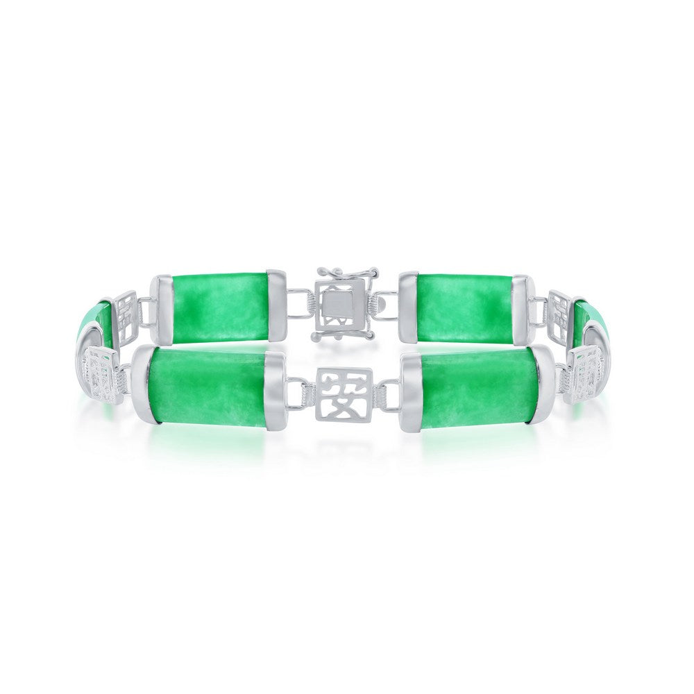 Sterling Silver Linked Jade Bracelet