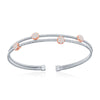 Load image into Gallery viewer, Sterling Silver Wire Designer Bangle, Set with CZ, Bonded with 14K Rose Gold, MADE IN ITALY
