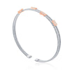 Load image into Gallery viewer, Sterling Silver Wire Designer Bangle, Set with CZ, Bonded with 14K Rose Gold, MADE IN ITALY
