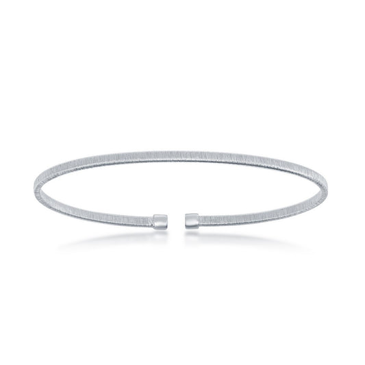 Sterling Silver Wire Designer Bangle, Bonded with Platinum