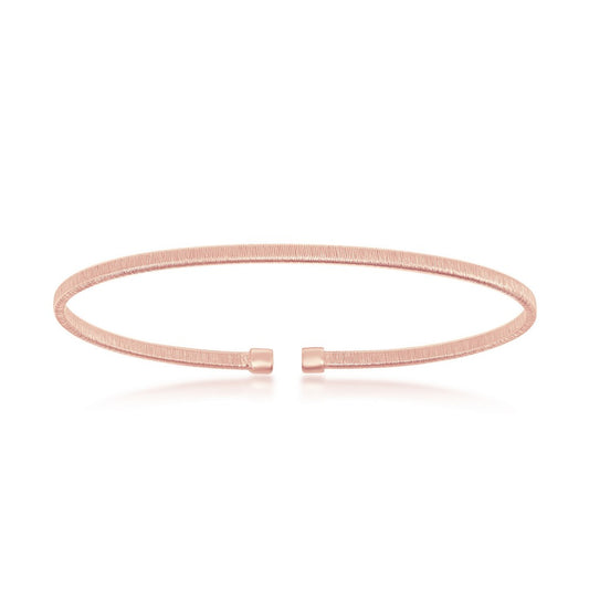 Sterling Silver Wire Designer Bangle, Bonded with 14K Rose Gold