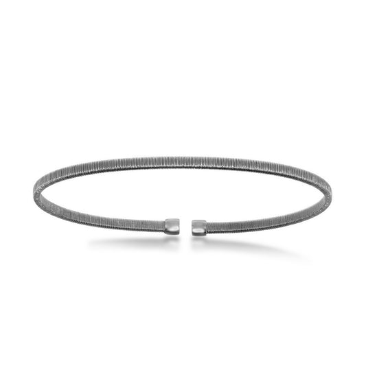 Sterling Silver Wire Designer Bangle, Black Rhodium