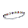 Load image into Gallery viewer, Sterling Silver Halo Rainbow CZ with White CZ Border Bangle
