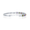 Load image into Gallery viewer, Sterling Silver Halo Rainbow CZ with White CZ Border Bangle
