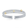 Load image into Gallery viewer, Sterling Silver Round CZ Triple Wire Bangle, Bonded with 14K Gold Plating
