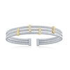 Load image into Gallery viewer, Sterling Silver CZ Bars Triple Wire Bangle, Bonded with 14K Gold Plating
