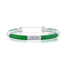 Load image into Gallery viewer, Sterling Silver Alternating Jade Bangle
