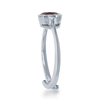 "January" Garnet Bezel Set Ring