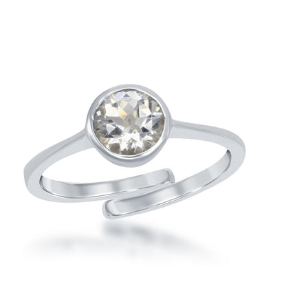 "April" White Topaz Bezel Set Ring