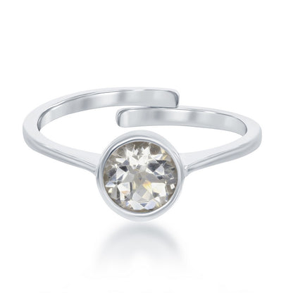 "April" White Topaz Bezel Set Ring