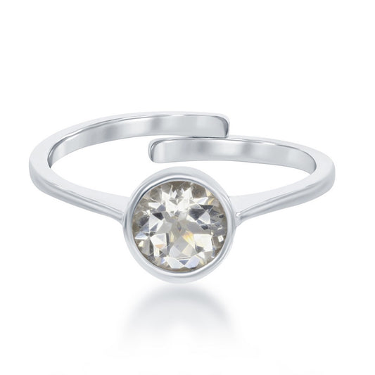 "April" White Topaz Bezel Set Ring