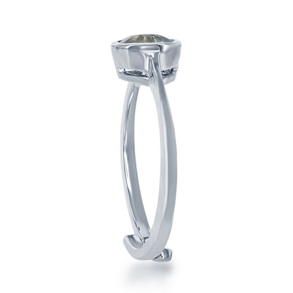 "April" White Topaz Bezel Set Ring