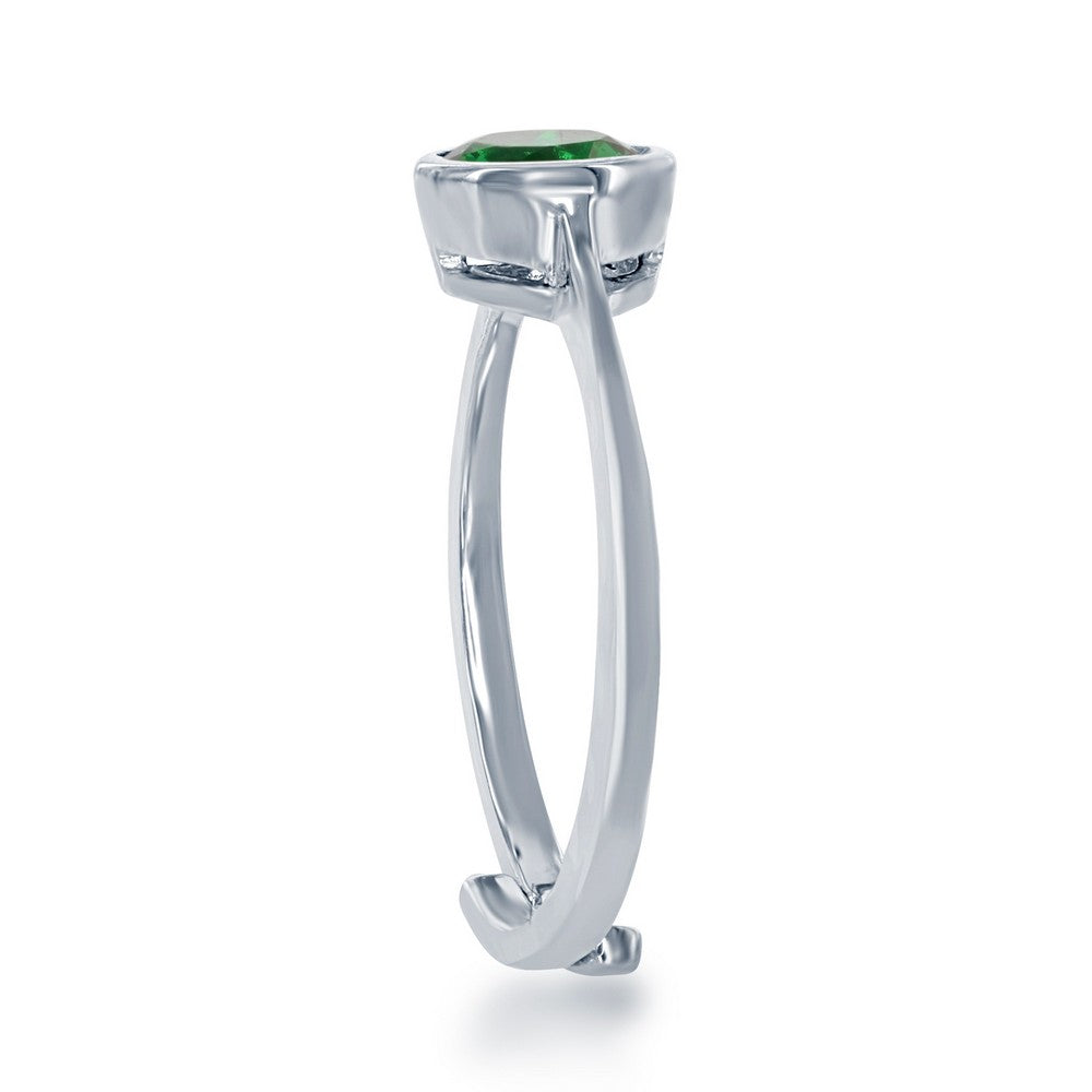 "May" Created Emerald Bezel Set Ring