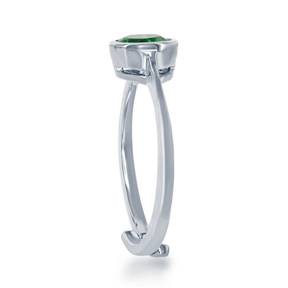"May" Created Emerald Bezel Set Ring
